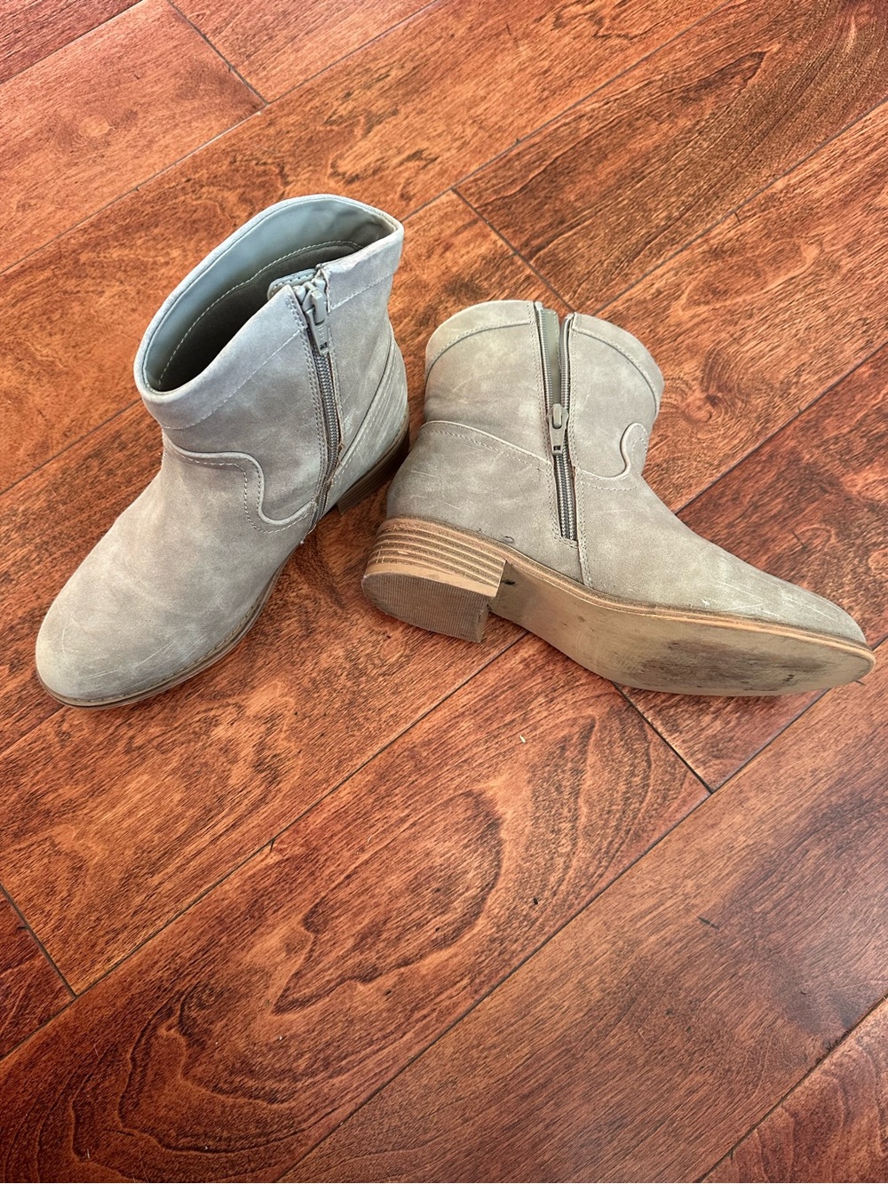 Nordstrom Taupe Suede Ankle Booties with Side Zip